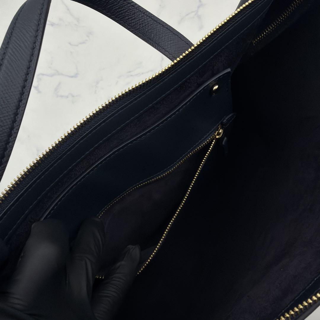 極美品 スマイソン レザー トートバッグ A4 ダークネイビー 肩掛け 仕事