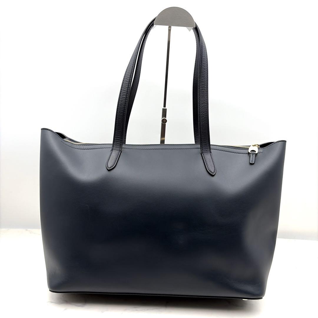 極美品 スマイソン レザー トートバッグ A4 ダークネイビー 肩掛け 仕事