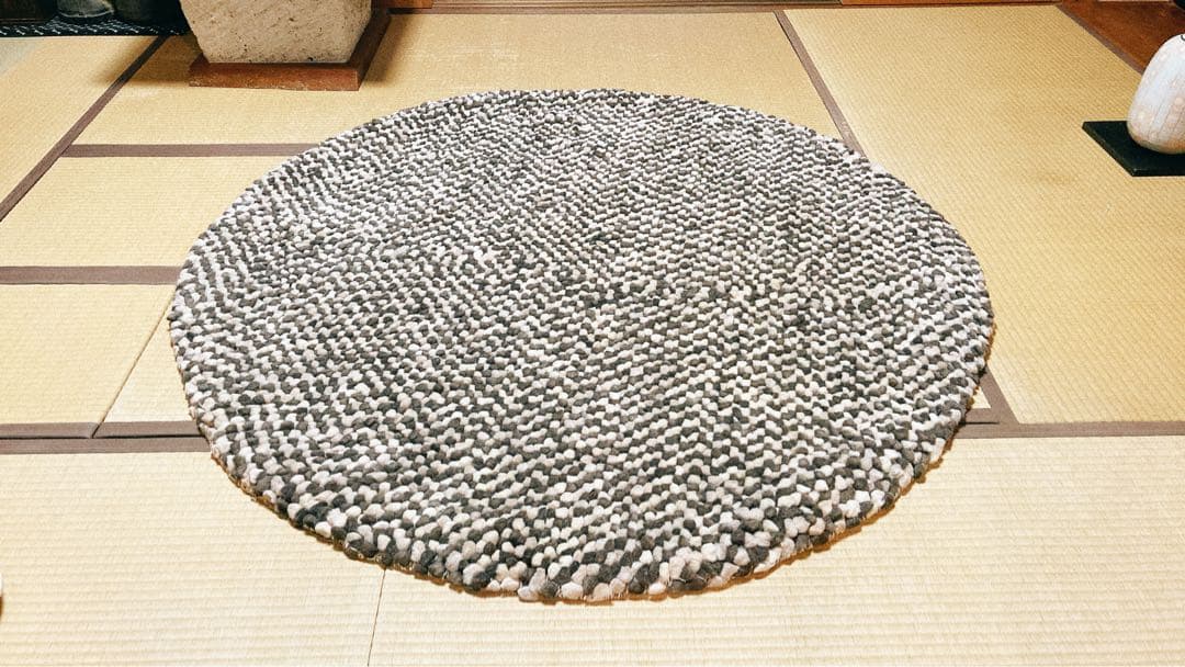 ウールラグ　円形　ブラウン 150φ　ボールラグ