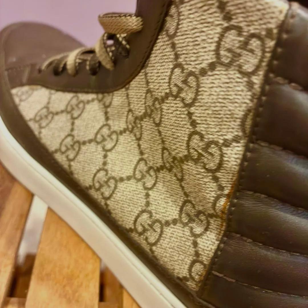 souさん専用グッチ GG スプリーム ハイカット スニーカー レザー 10