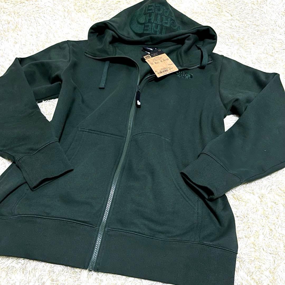 タグ付◆ノースフェイル　フーディジップスウェットパーカー　L　緑　フード飾り