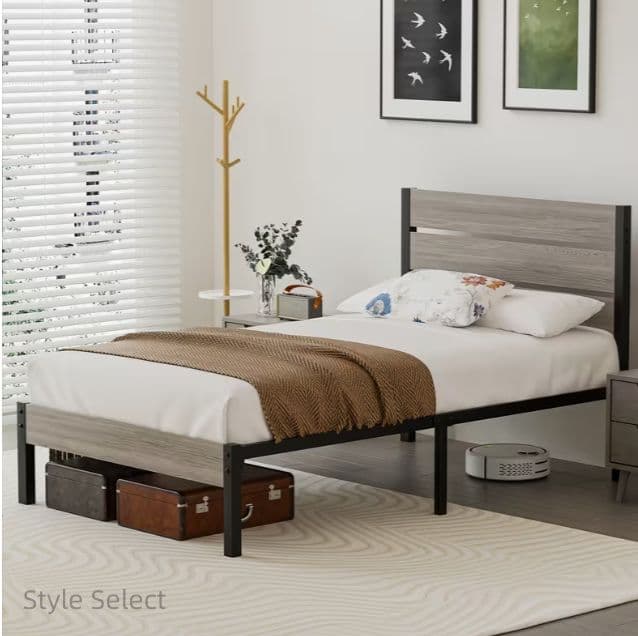 スチール製シングルベッドフレーム 耐荷重 180kg 防錆頑丈 簡単組立