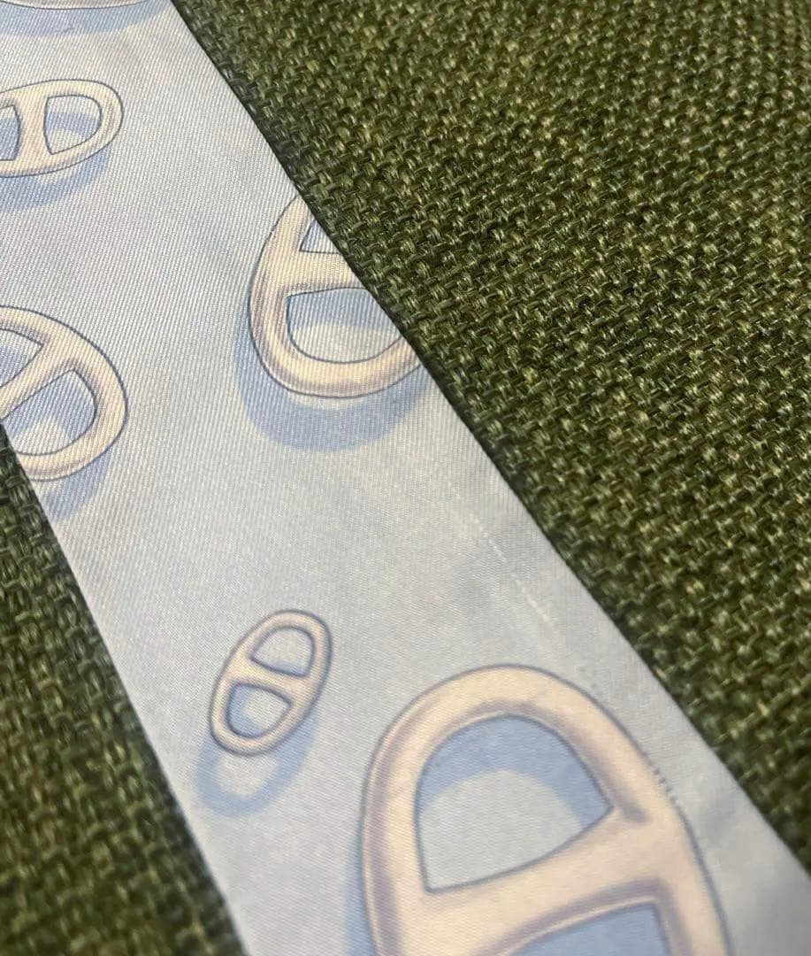 【人気柄】HERMES エルメス ツイリー シェーヌダンクル柄 水色 箱無し