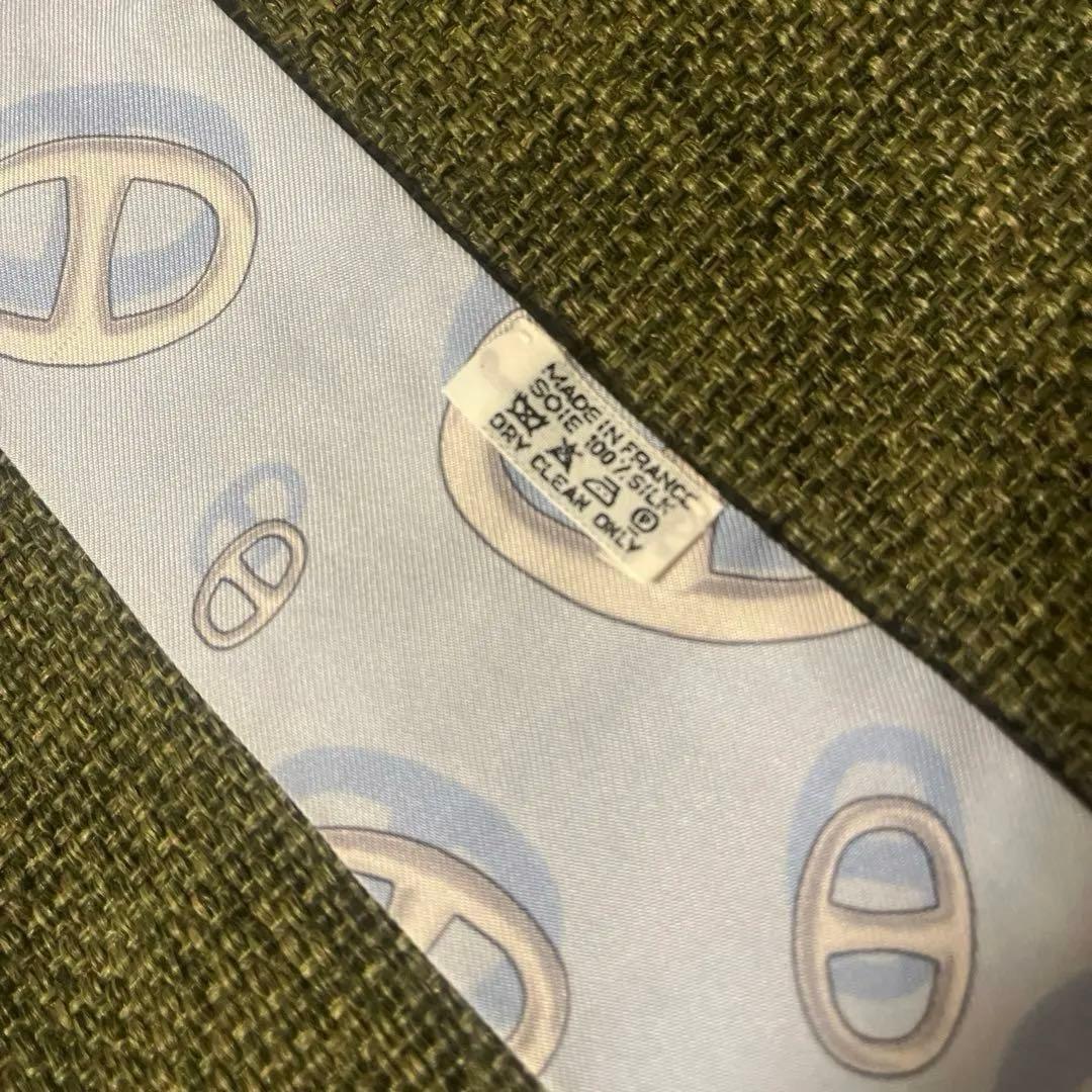 【人気柄】HERMES エルメス ツイリー シェーヌダンクル柄 水色 箱無し