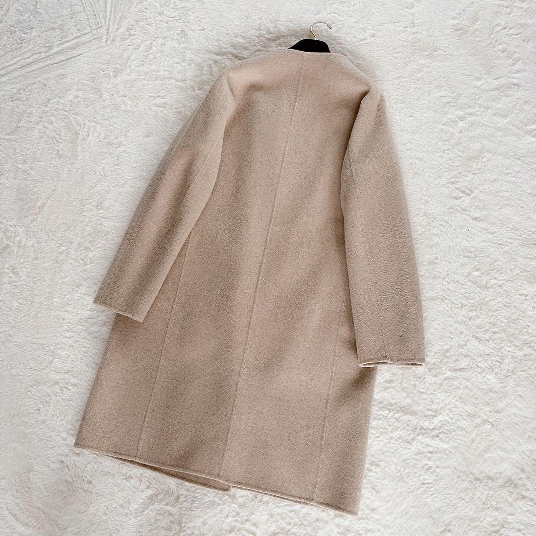 美品✨【セオリーリュクス】カシミヤウール ダブルフェイス ノーカラーリバーコート