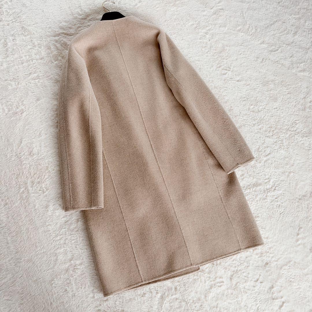 美品✨【セオリーリュクス】カシミヤウール ダブルフェイス ノーカラーリバーコート