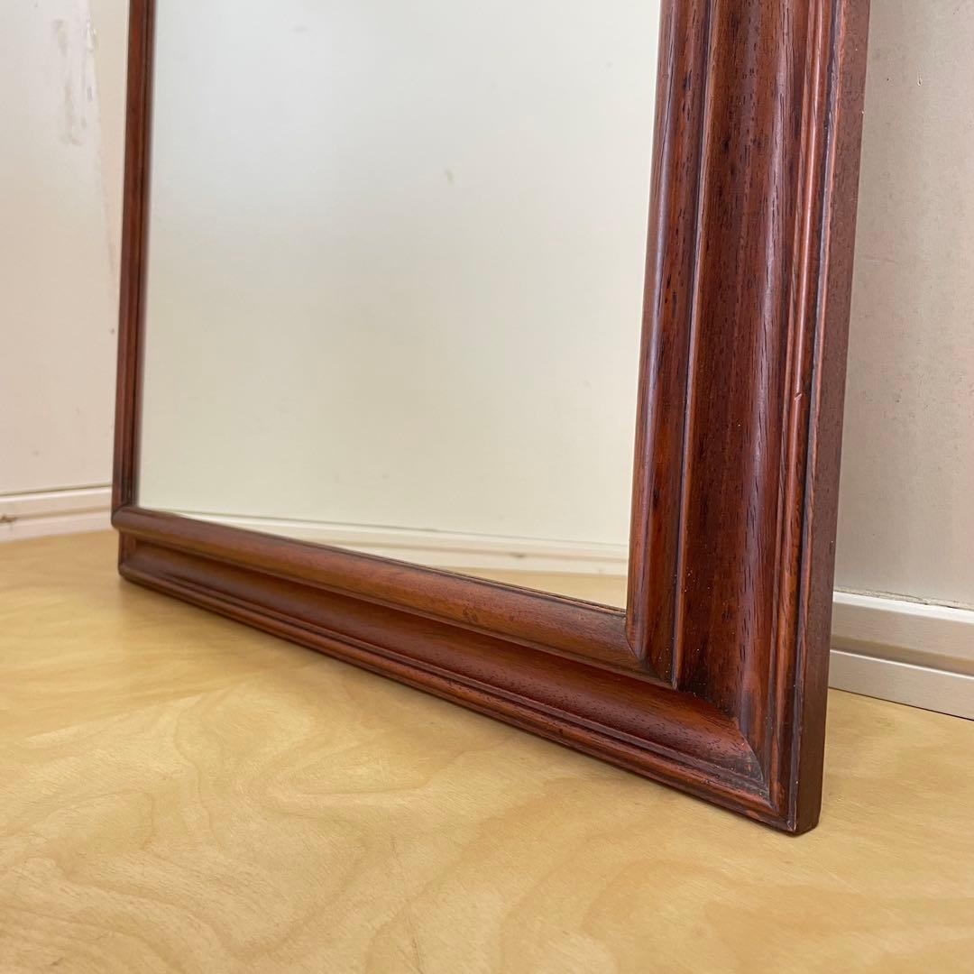 イタリア製 アンティーク調 ウォールミラー 木枠ミラー 鏡 壁掛け 立て掛け