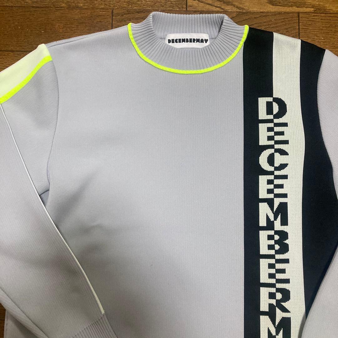 DECEMBERAY ストライプニットセーター　グレーメンズM