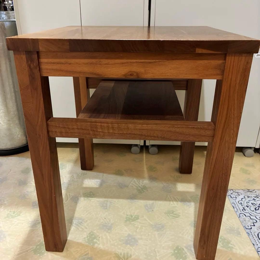 MUJI 無印良品ウォールナット材 サイドテーブル 収納棚付き