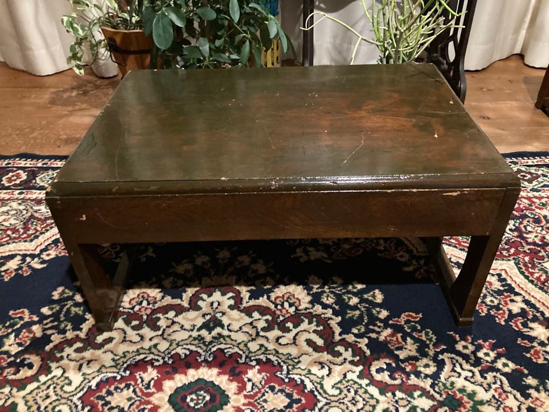 昭和レトロ　木製文机　引出し2杯　ローテーブル20