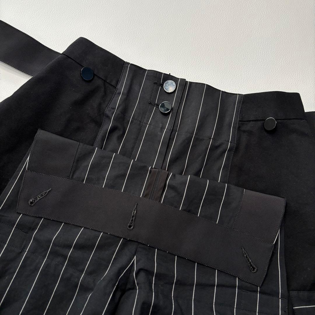 sacai ハーフパンツ ショートパンツ プリーツ　ドッキング　ストライプ　2