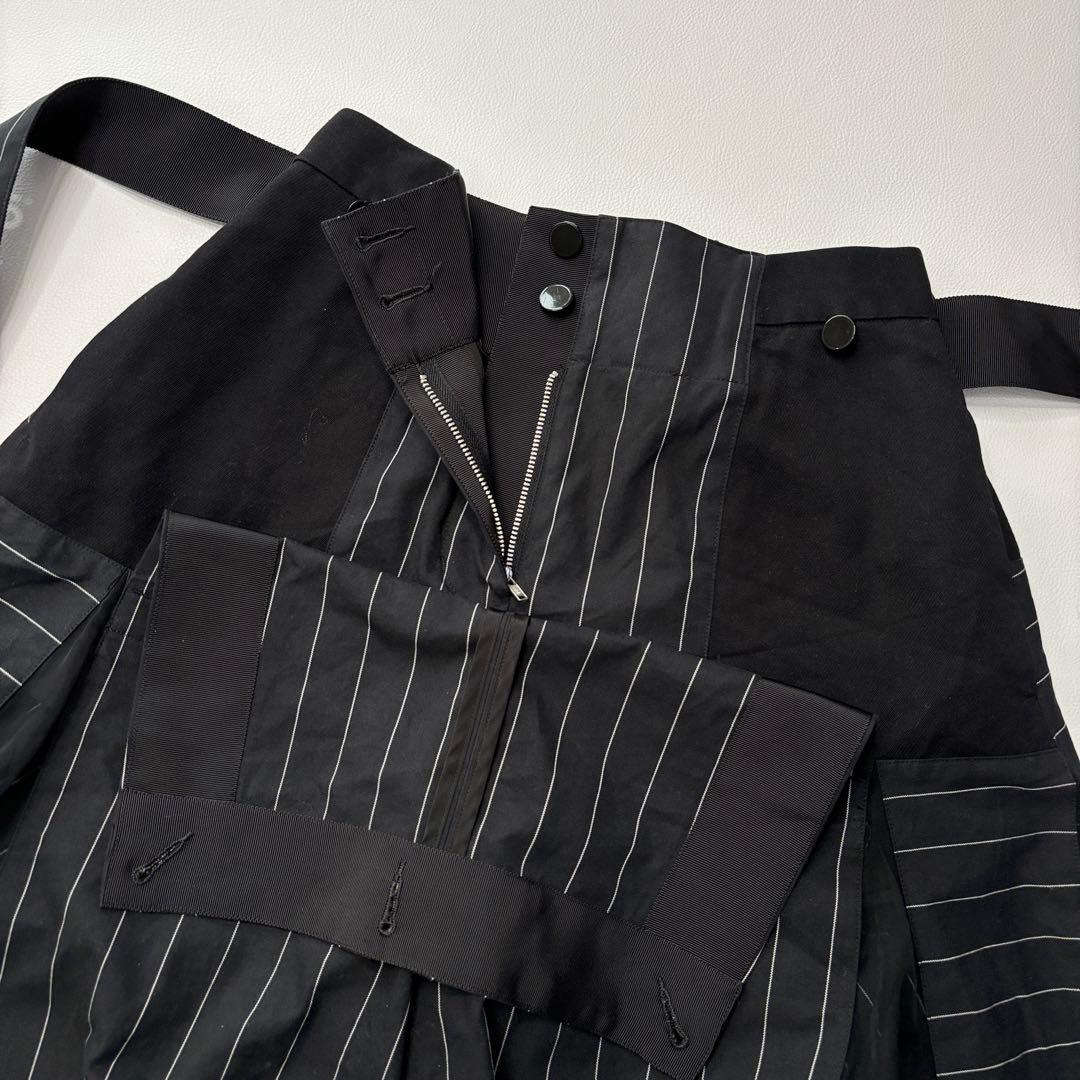 sacai ハーフパンツ ショートパンツ プリーツ　ドッキング　ストライプ　2