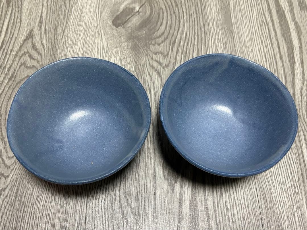 益子焼　吉村和美　線刻　藍色　茶碗