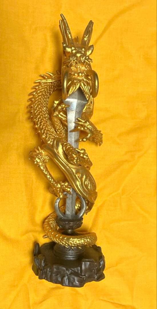 仏教美術　伝統工芸品　倶利伽羅大龍　不動明王　高岡銅器　共箱有　☆作者:須賀月芳