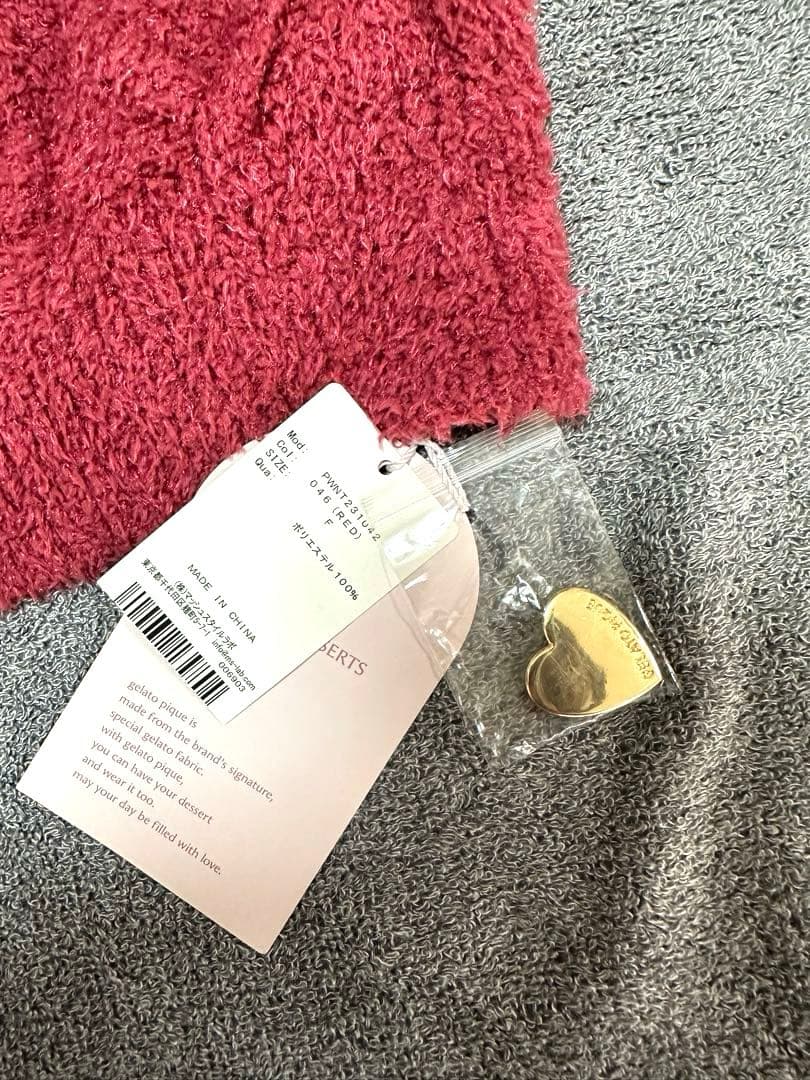 新品タグ付 gelatopique ジェラピケ フリル カーディガン 赤 ハート