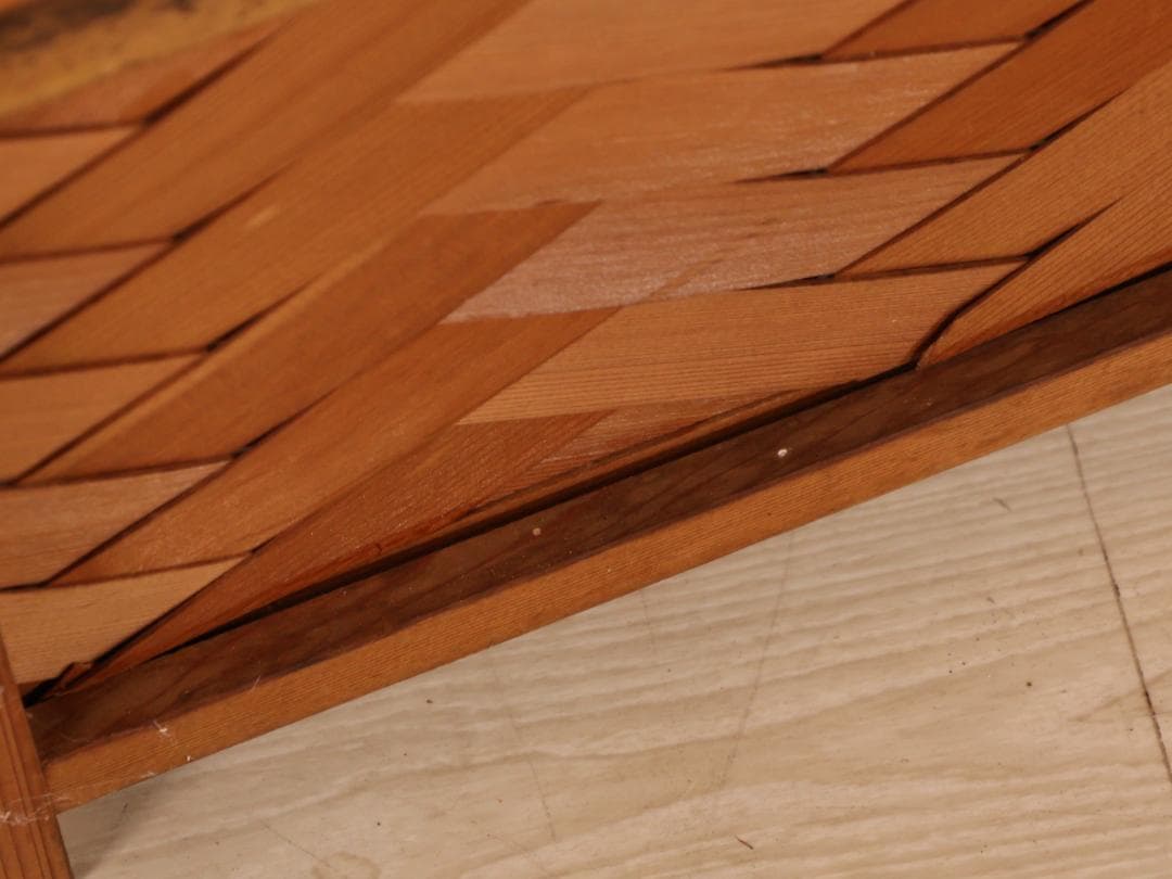 BK243　時代家具　網代　衝立　二枚折　簀戸　パーテーション　短冊掛け