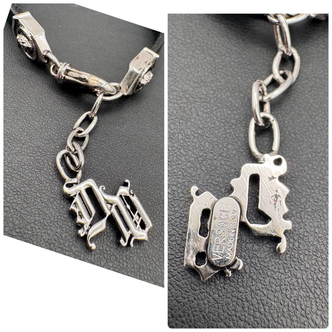 レア VERSACE ヴェルサーチ レザー ブレスレット チャーム イタリア製