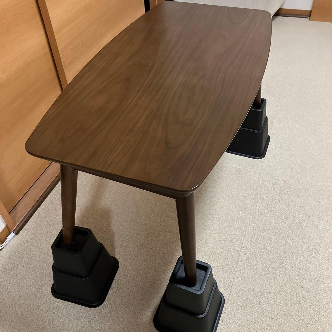 ブラウン 木製 長方形 こたつ　継脚、布団付き