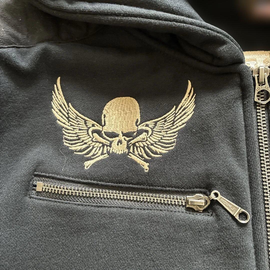 VANSON T.F.O.A スカル刺繍　スウェットパーカー XL