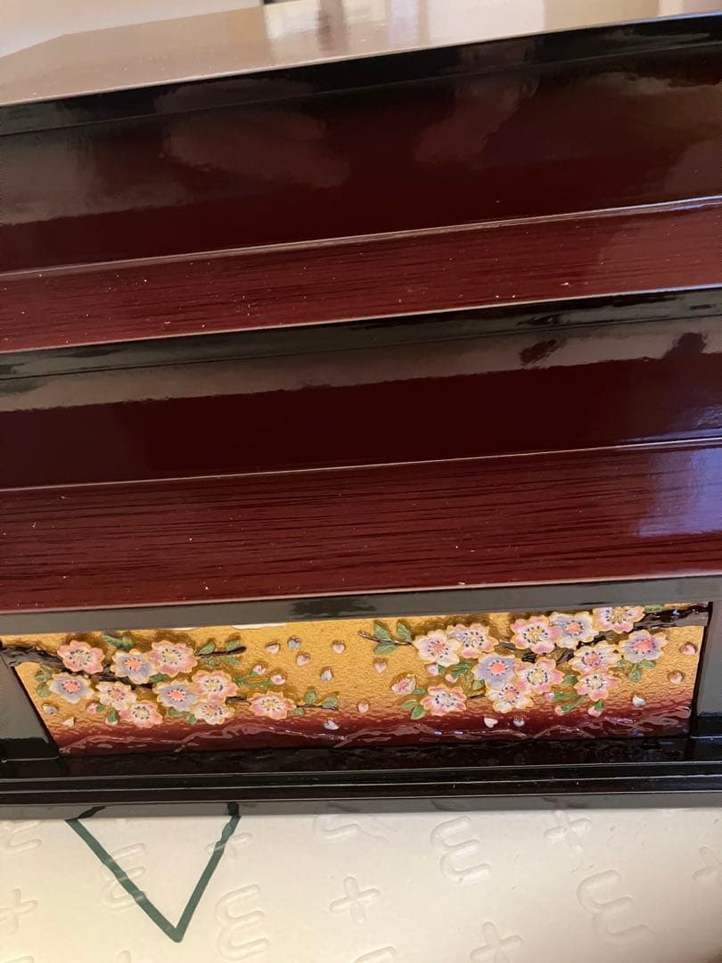 雛人形 ミニ ひな人形 3段飾り京春雛 木製三段十人飾り 茶　ケース付き