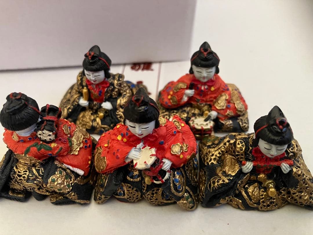 雛人形 ミニ ひな人形 3段飾り京春雛 木製三段十人飾り 茶　ケース付き