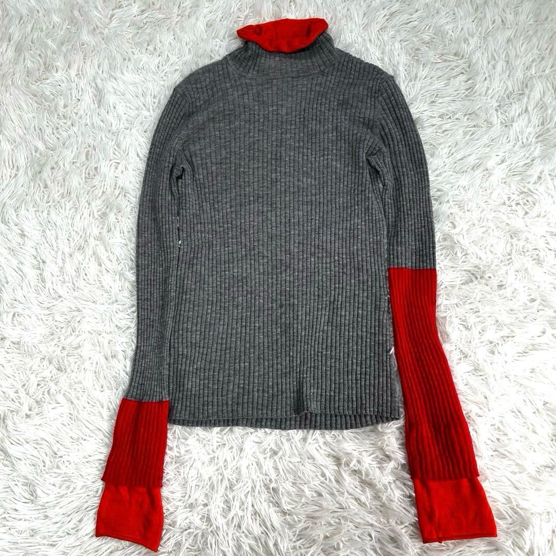 24AW ENFOLDハイネックリブバイカラープルオーバー ニット