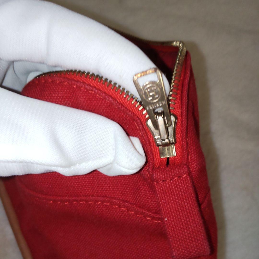 【極備品】エルメス 赤いキャンバス ボリードポーチ（Hロゴ）