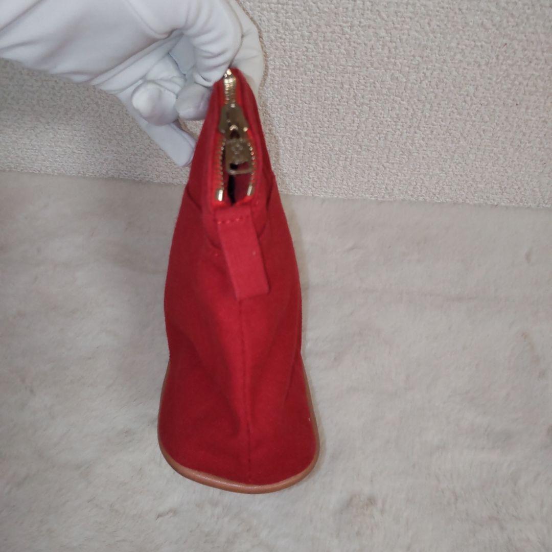 【極備品】エルメス 赤いキャンバス ボリードポーチ（Hロゴ）
