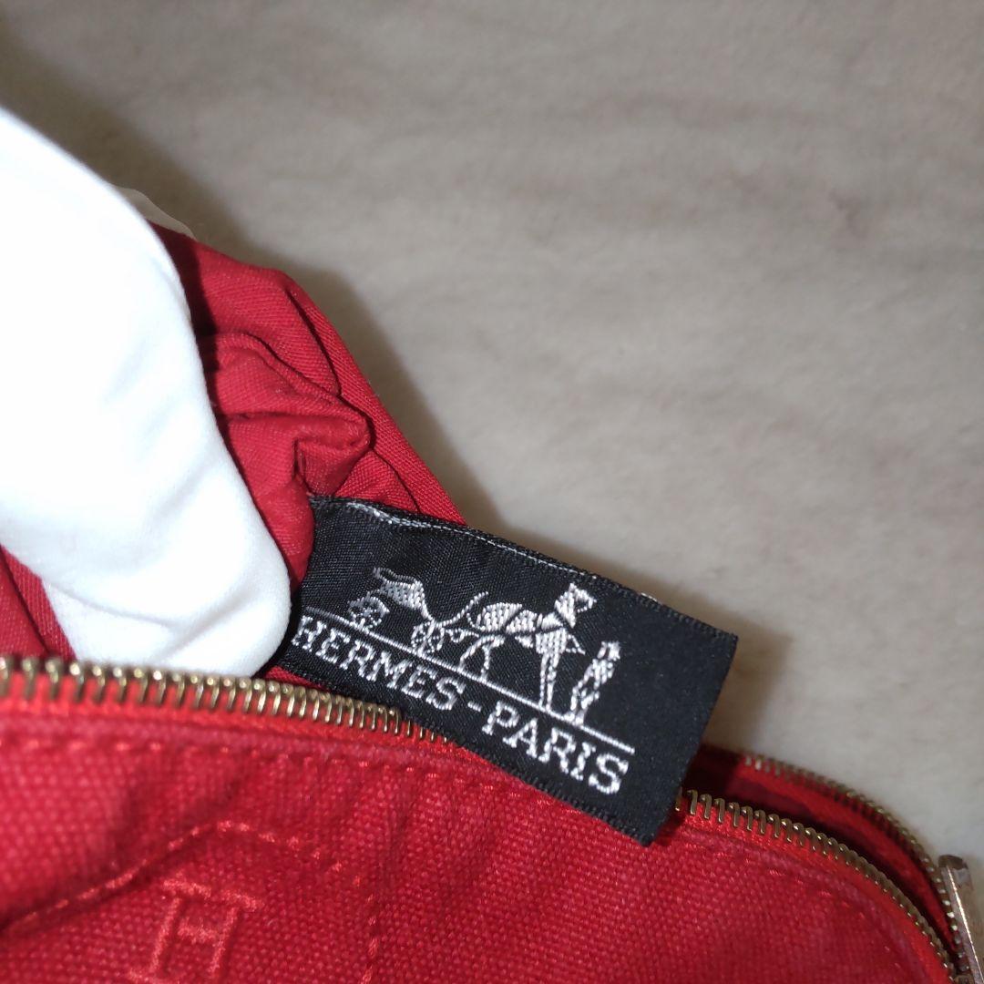 【極備品】エルメス 赤いキャンバス ボリードポーチ（Hロゴ）