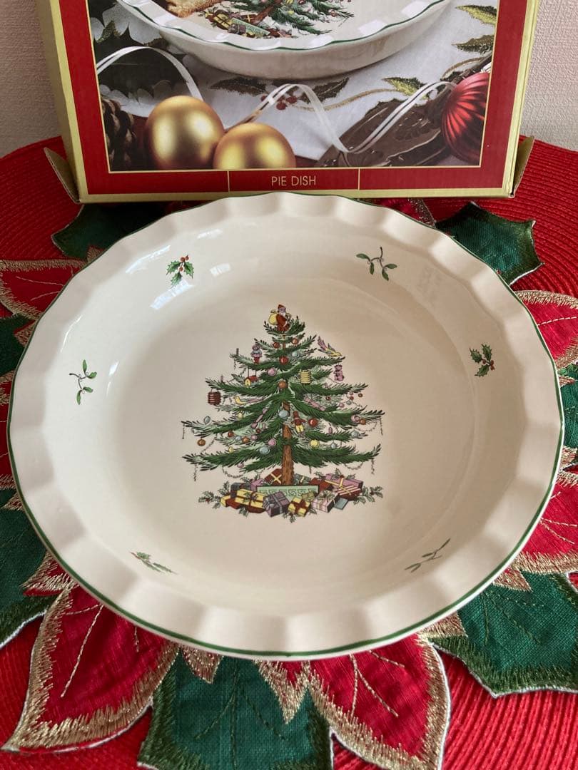Spode（スポード）　パイ皿クリスマスツリー柄　　新品未使用品