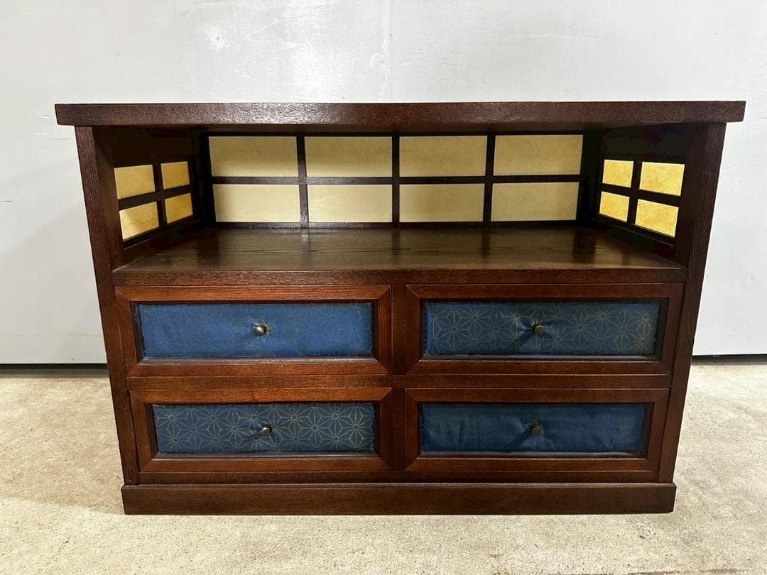 伝統文様 チェスト サイドチェスト サイドボード 麻の葉文様 RW147