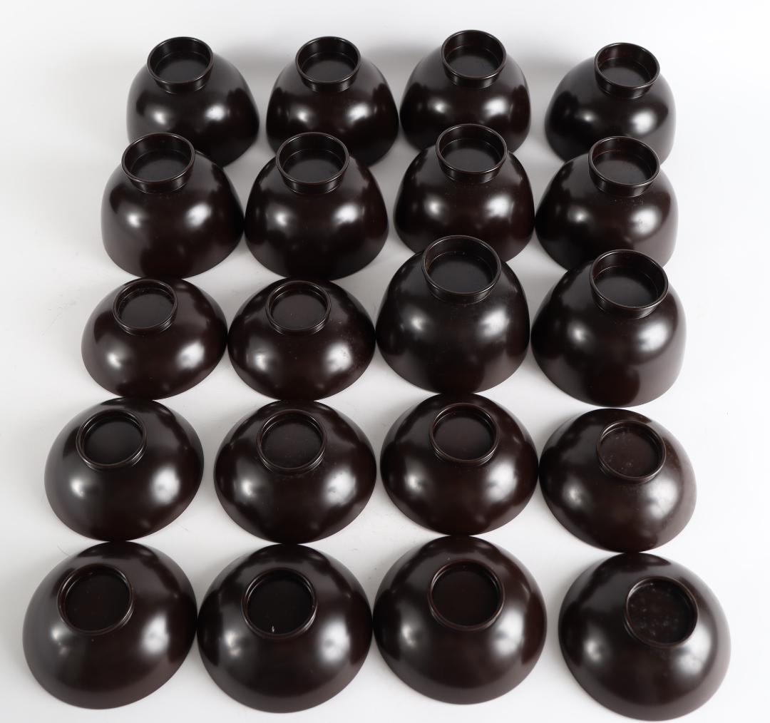 平安 象彦 花蒔絵 黒喰吸物椀 十客