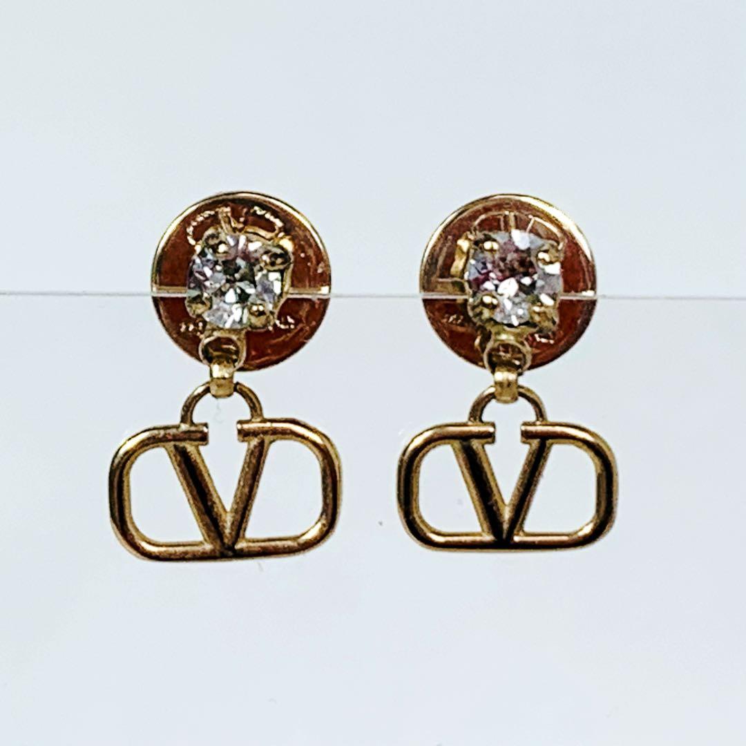VALENTINO　GARAVANI　Vロゴピアス　ゴールド シグネチャー　箱付