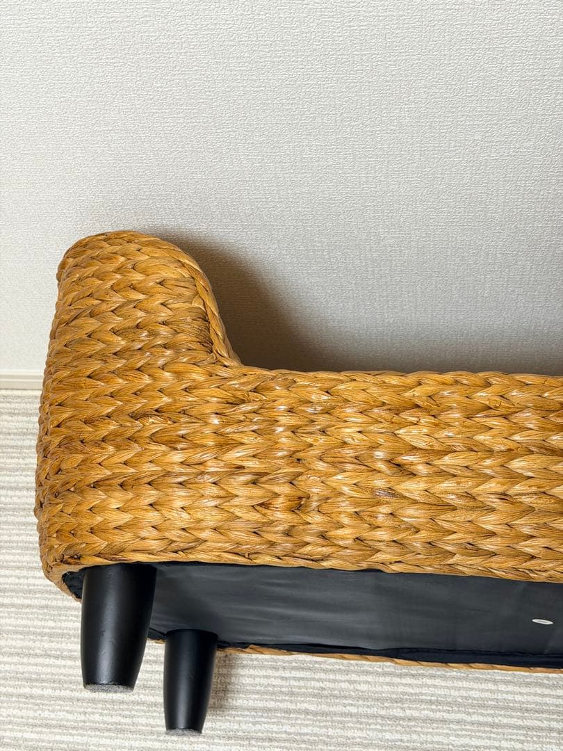 【美品✨】ガラス天板付きテーブル　リゾート　バリ風 ウォーターヒヤシンス