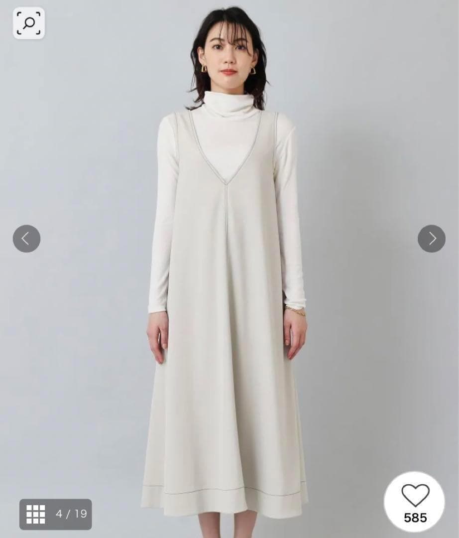 新品未使用＊デイリーに着回し／洗える　配色ステッチ ジャンパースカート