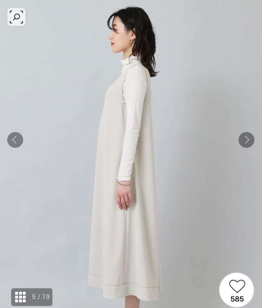 新品未使用＊デイリーに着回し／洗える　配色ステッチ ジャンパースカート