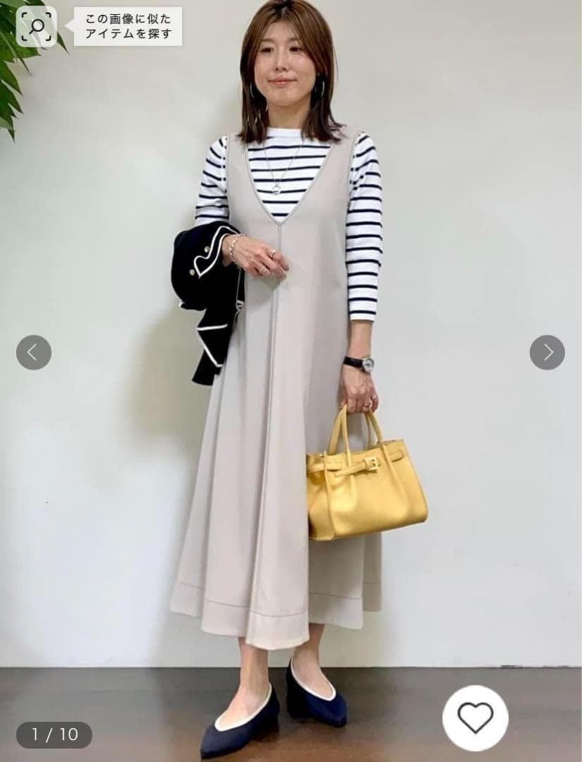 新品未使用＊デイリーに着回し／洗える　配色ステッチ ジャンパースカート