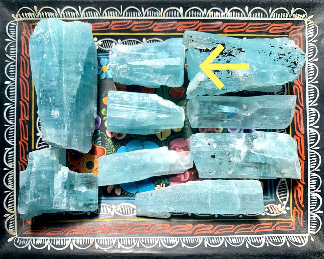 蝕像アクアマリン・バー7原石/巨大結晶/鉱物標本/虹入り