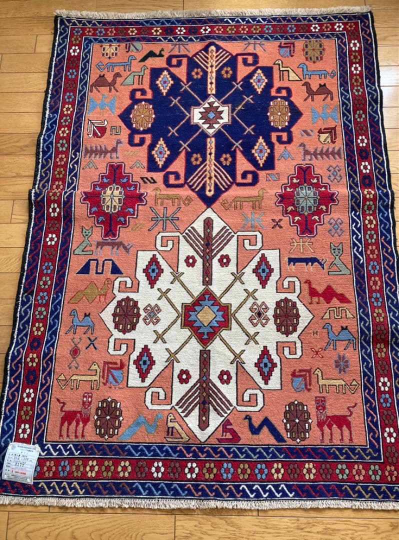 【在庫一掃セール】アゼルバイジャン キリム ウール 150cm×106cm