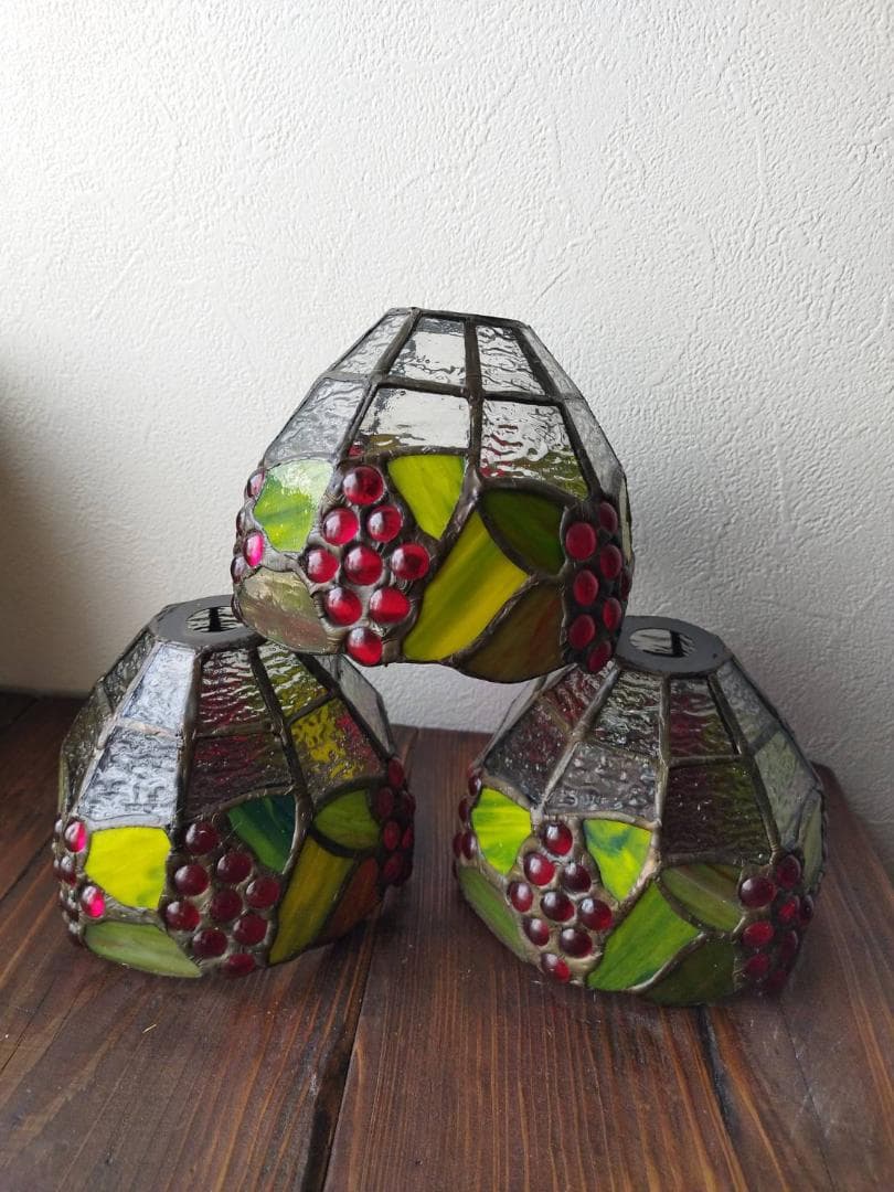 おかきっ子　コード１ｍ3台ダクトレール用プチステンドグラスペンダントランプ