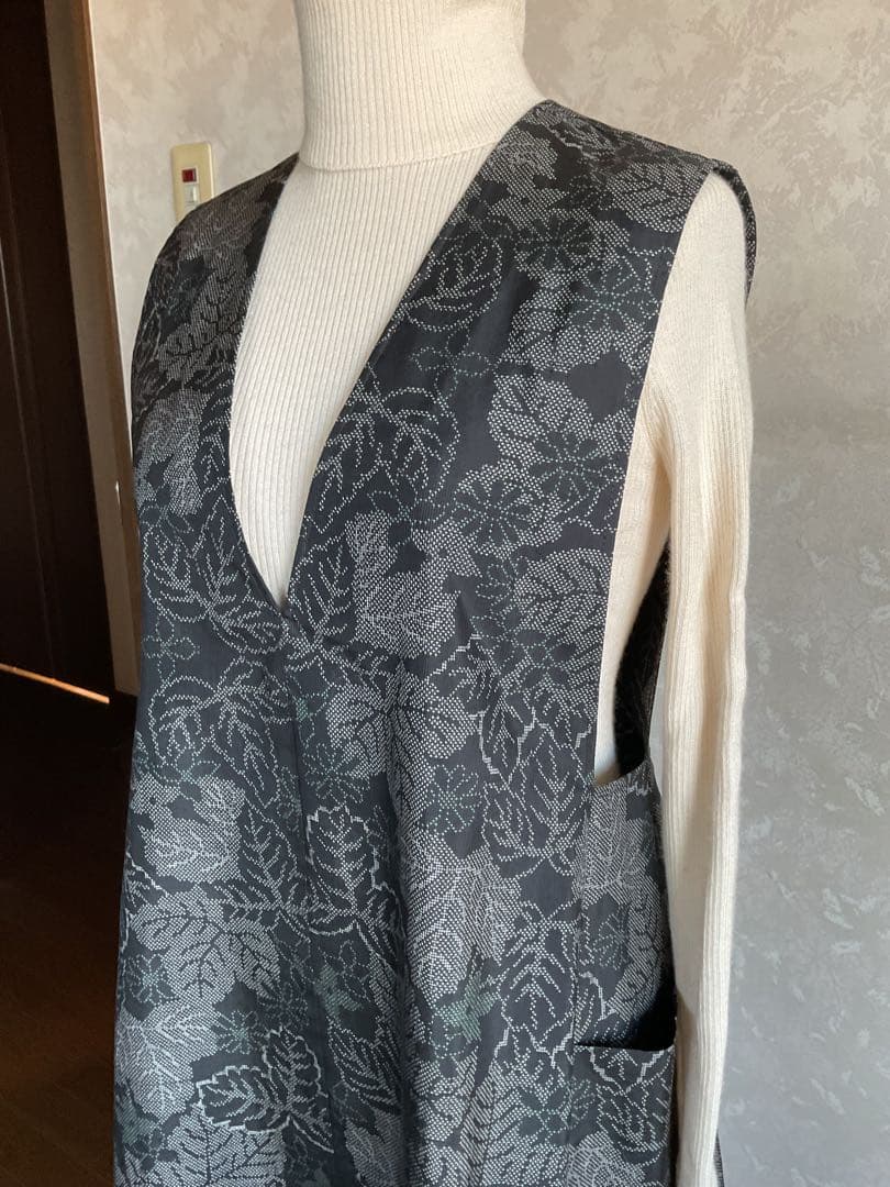 着物リメイクワンピース　　大島紬からジャンバードレス