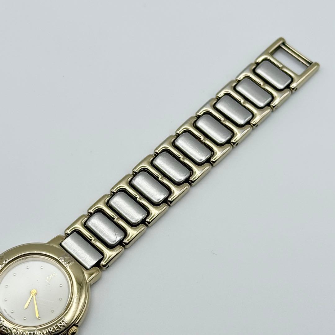 ✨新品電池・稼働✨サンローラン 腕時計 クォーツ ラウンド コンビ 箱付