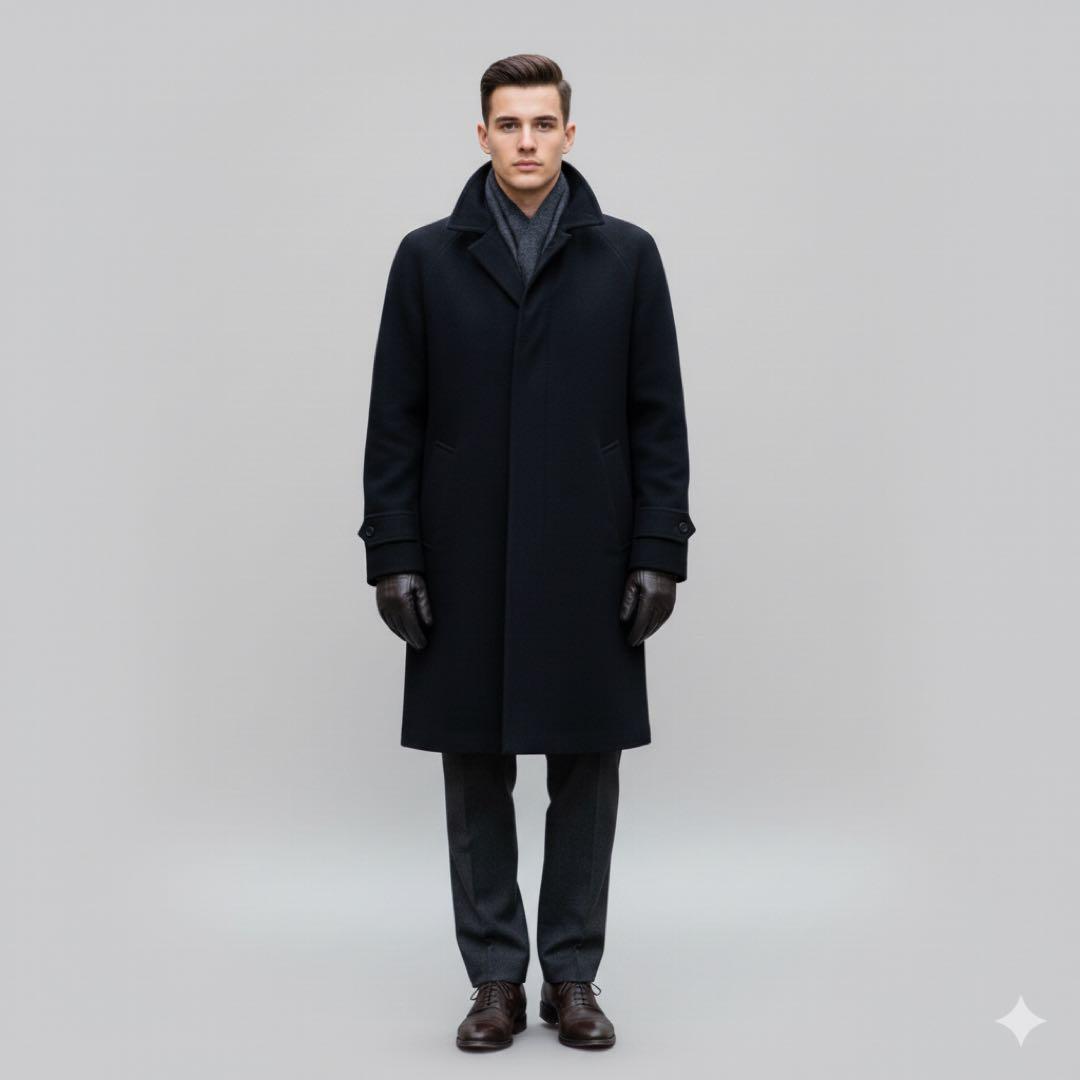 【カシミヤ100%】ジェイプレス★スタンド襟 M ロングコートブラック黒 比翼