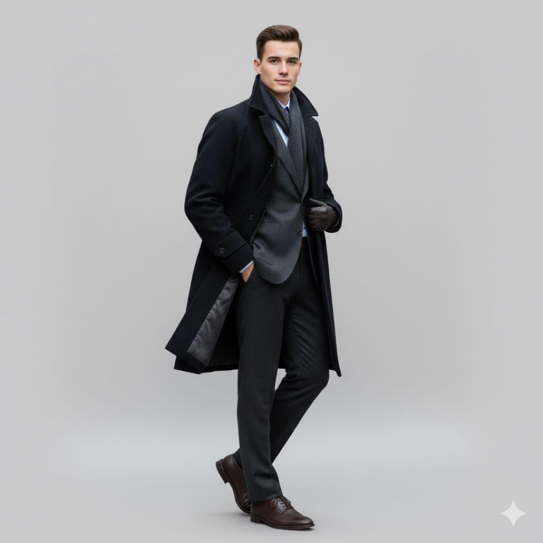 【カシミヤ100%】ジェイプレス★スタンド襟 M ロングコートブラック黒 比翼