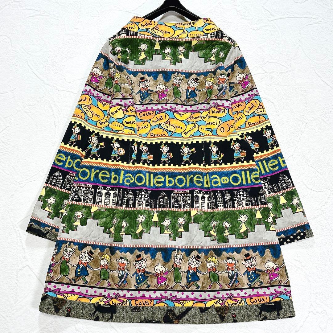 極美品✨アルベロベロ　リバーシブル　スプリングコート　ぶたさん　総柄　ノーカラー