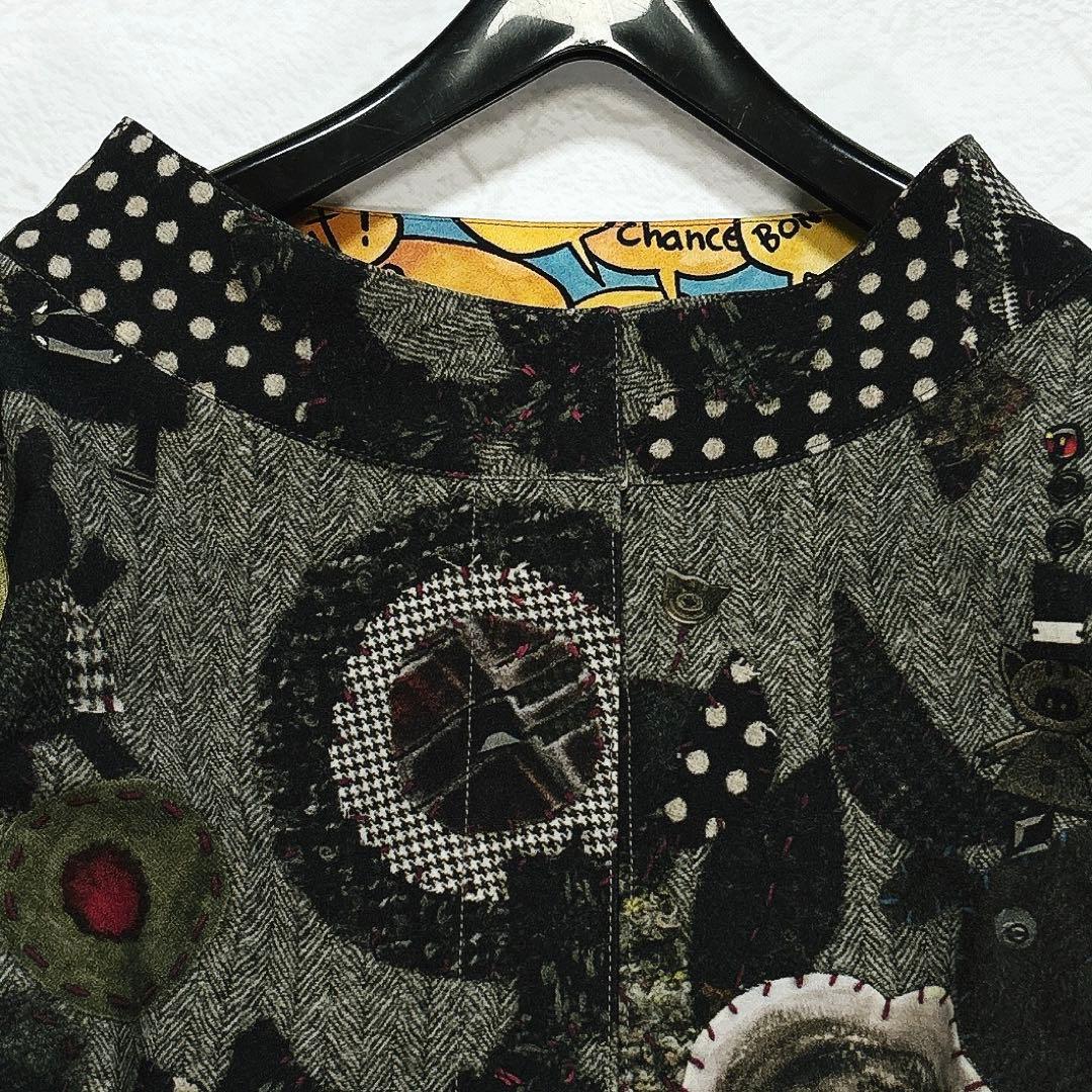 極美品✨アルベロベロ　リバーシブル　スプリングコート　ぶたさん　総柄　ノーカラー