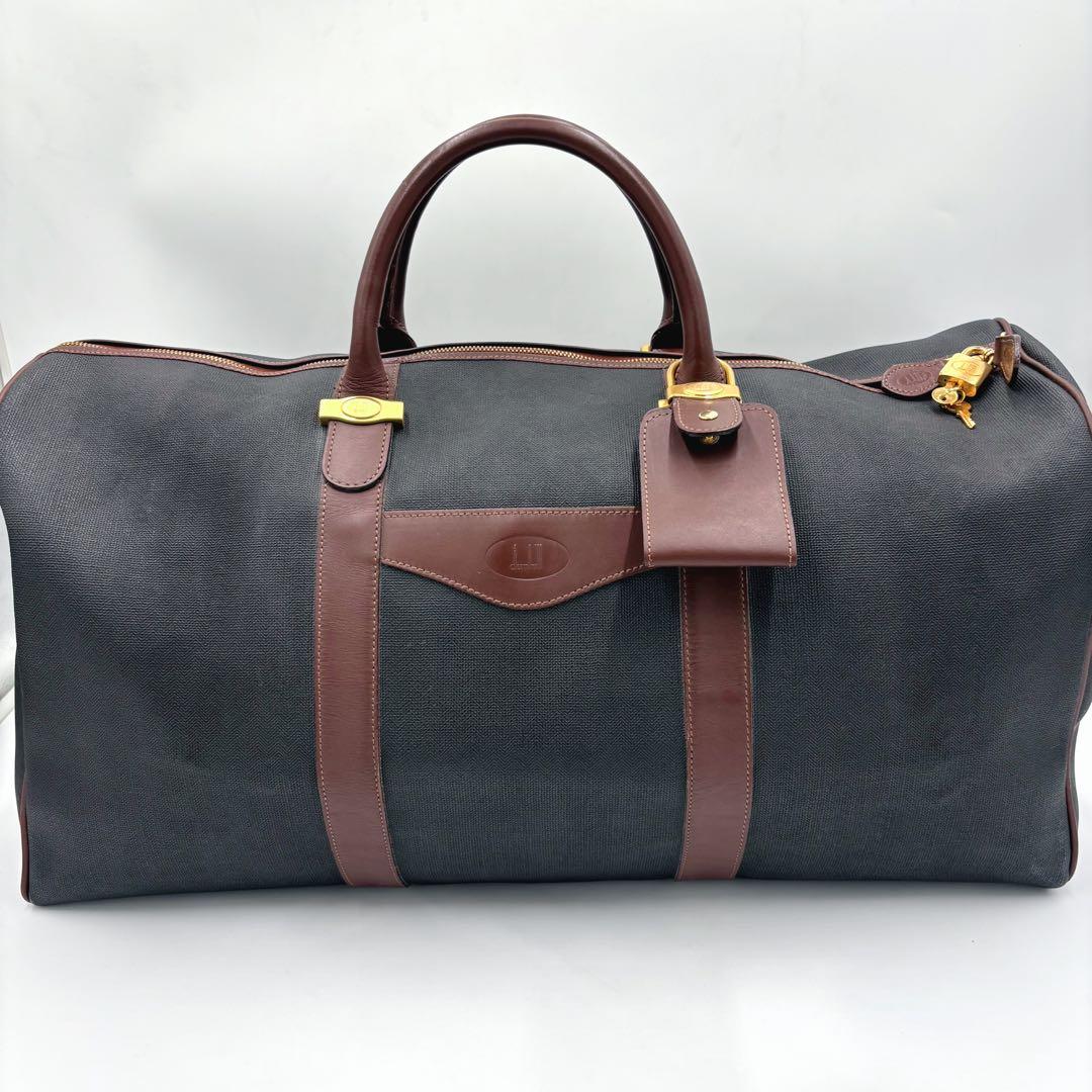 dunhill ダンヒル PVC×レザー ボストンバッグ トラベルバッグ 大容量