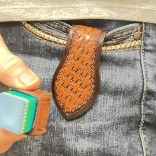 レザーカービング バスケット柄 ビリヤード用チョークケース＆ホルダー マグネット