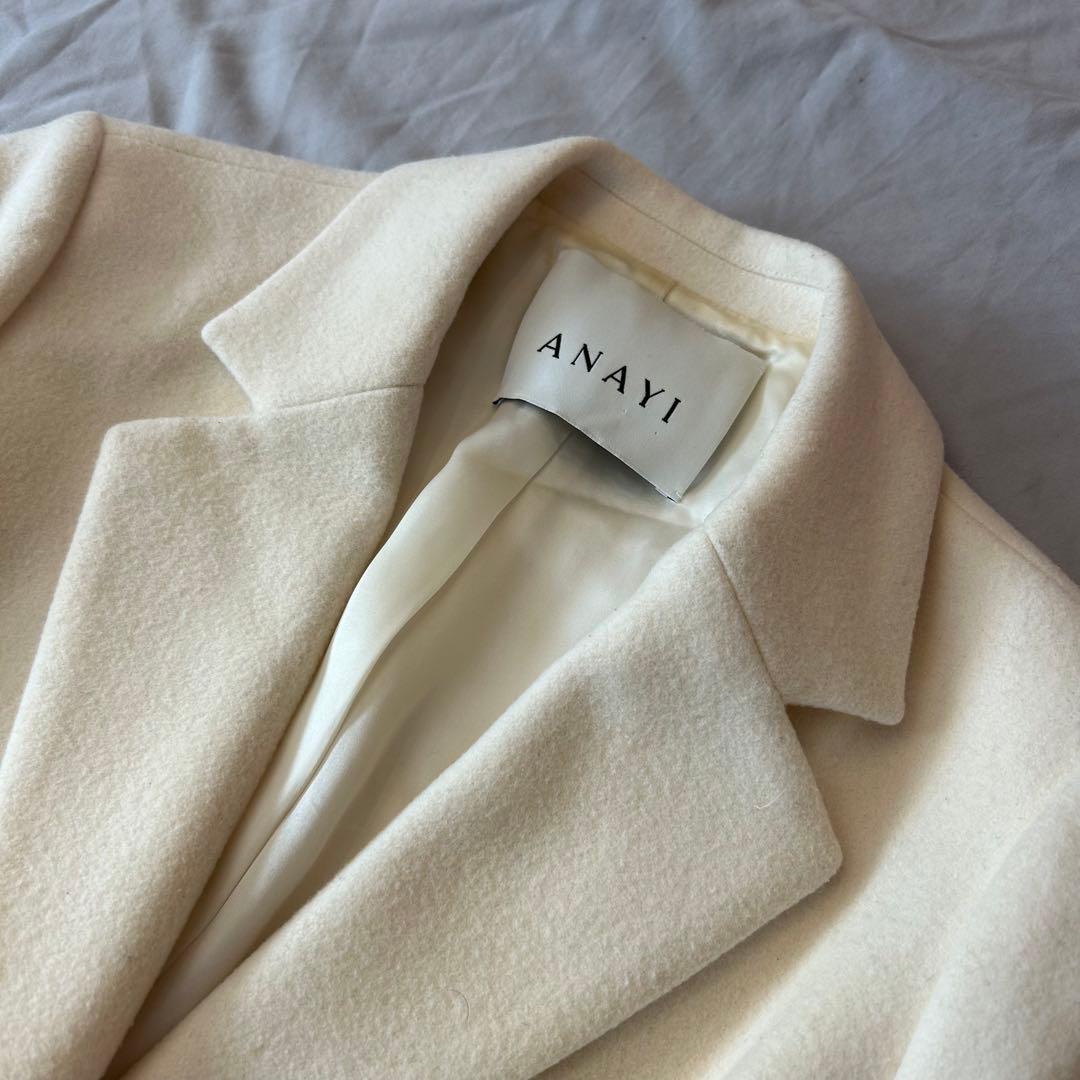 ♡ANAYI♡アナイ　メルトンチェスターコート　ロングコート　アイボリー36