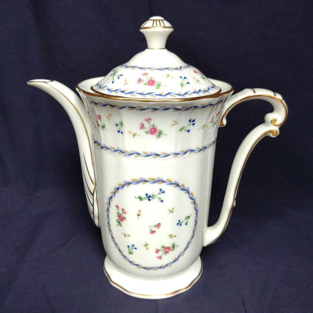 廃盤希少リモージュベルナルド窯アルトワブルーポット&デミタスカップ&ソーサ6客